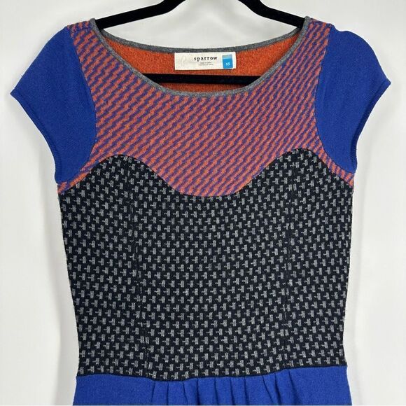 SPARROW Anthropologie Intarsia Boho Multicolor Wool Blend Sweater Dress Sz S - Picture 3 of 6